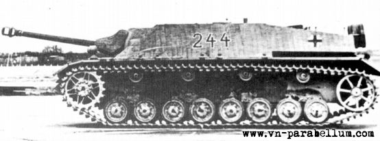 Jagpanzer IV ранней серии с модифицрованной маской пушки, запасными тра¬ками на лобовой броне и обмазанный циммеритом
